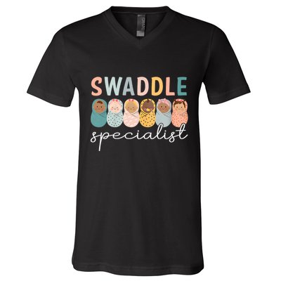 Swaddle Specialist Nicu Mother Baby Nurse Tech Neonatal Icu Nurse Day V-Neck T-Shirt