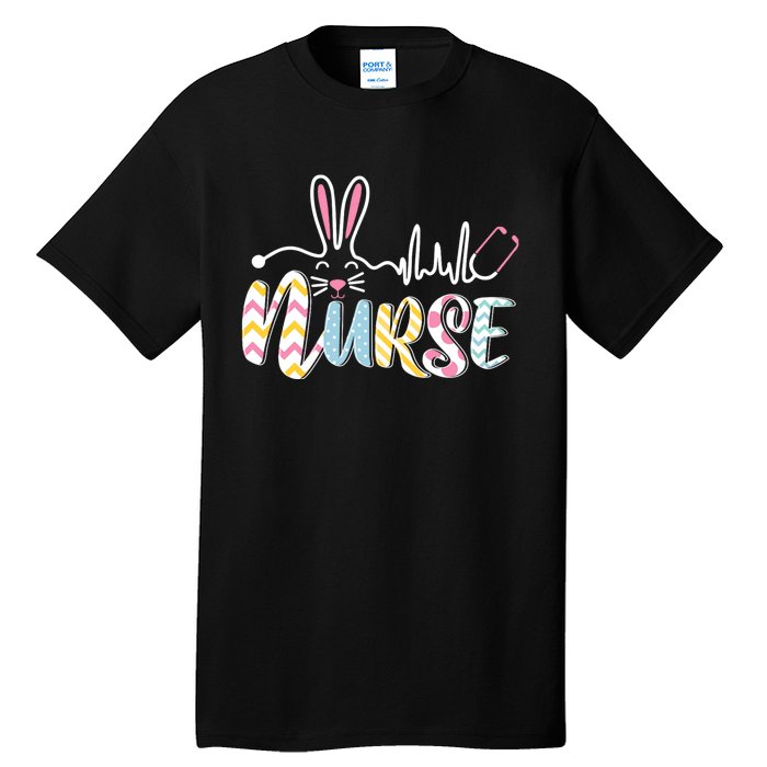 Stethoscope Scrub Nurse Life Easter Day Cute Bunny With Eggs Tall T-Shirt