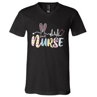 Stethoscope Scrub Nurse Life Easter Day Cute Bunny With Eggs V-Neck T-Shirt