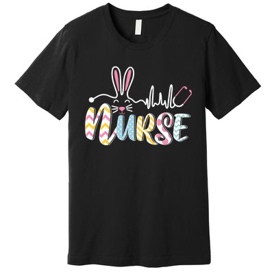 Stethoscope Scrub Nurse Life Easter Day Cute Bunny With Eggs Premium T-Shirt