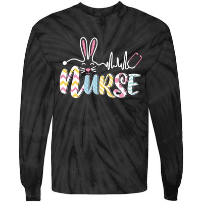 Stethoscope Scrub Nurse Life Easter Day Cute Bunny With Eggs Tie-Dye Long Sleeve Shirt