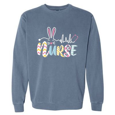 Stethoscope Scrub Nurse Life Easter Day Cute Bunny With Eggs Garment-Dyed Sweatshirt