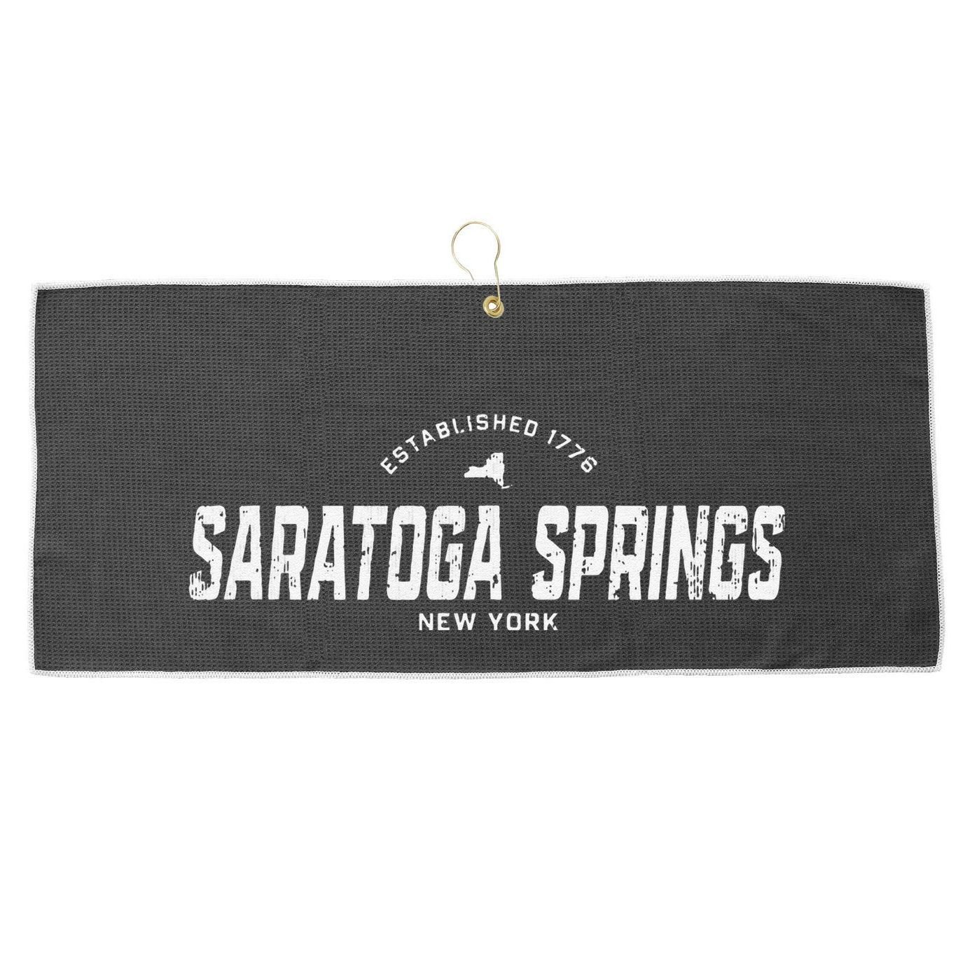 Saratoga Springs New York Ny Vintage Athletic Sports Large Microfiber Waffle Golf Towel