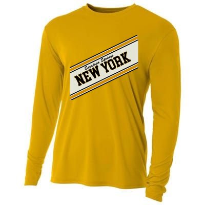 Saratoga Springs New York Varsity Logo Cooling Performance Long Sleeve Crew