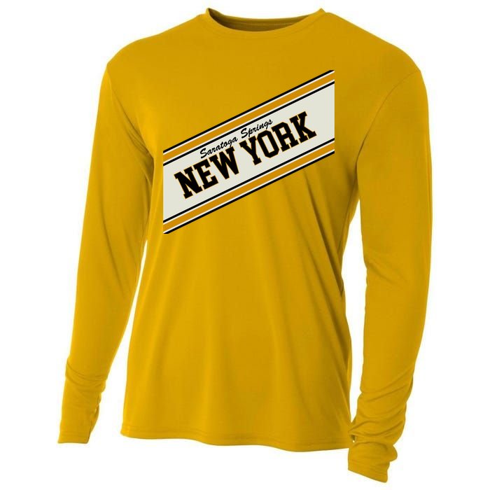 Saratoga Springs New York Varsity Logo Cooling Performance Long Sleeve Crew