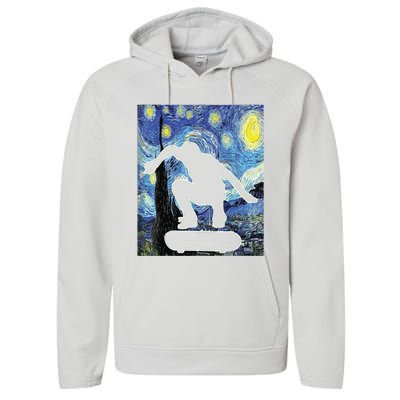 Skateboarding Starry Night Skateboard Van Gogh Performance Fleece Hoodie