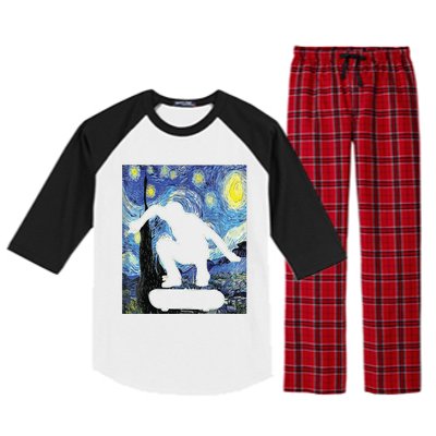 Skateboarding Starry Night Skateboard Van Gogh Raglan Sleeve Pajama Set