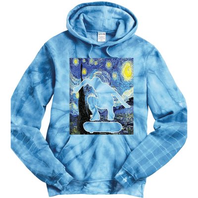 Skateboarding Starry Night Skateboard Van Gogh Tie Dye Hoodie