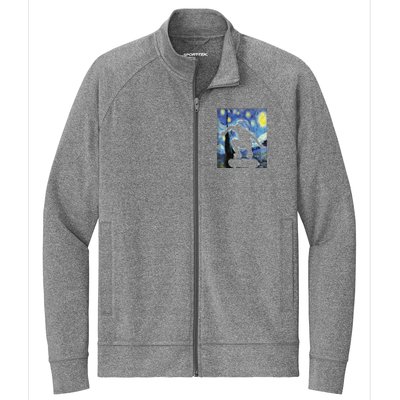 Skateboarding Starry Night Skateboard Van Gogh Stretch Full-Zip Cadet Jacket