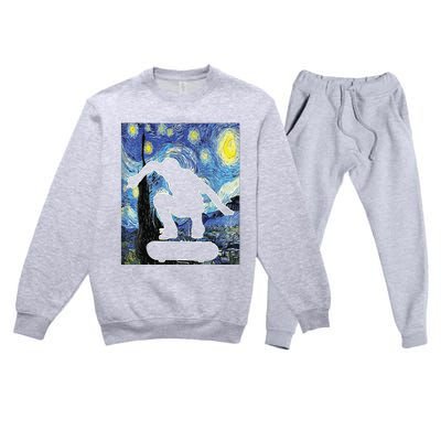 Skateboarding Starry Night Skateboard Van Gogh Premium Crewneck Sweatsuit Set