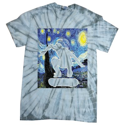 Skateboarding Starry Night Skateboard Van Gogh Tie-Dye T-Shirt