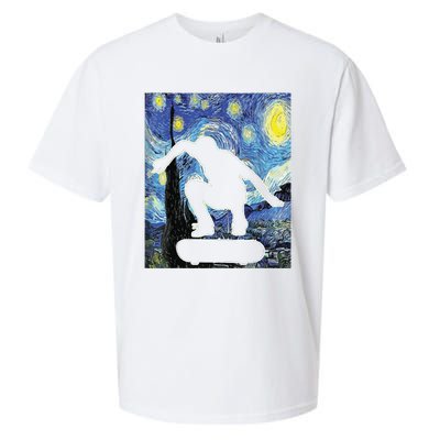 Skateboarding Starry Night Skateboard Van Gogh Sueded Cloud Jersey T-Shirt