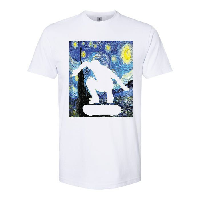 Skateboarding Starry Night Skateboard Van Gogh Softstyle CVC T-Shirt