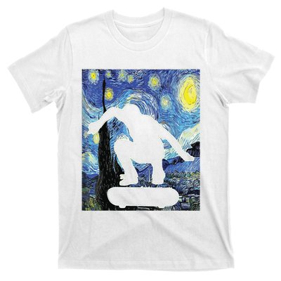 Skateboarding Starry Night Skateboard Van Gogh T-Shirt