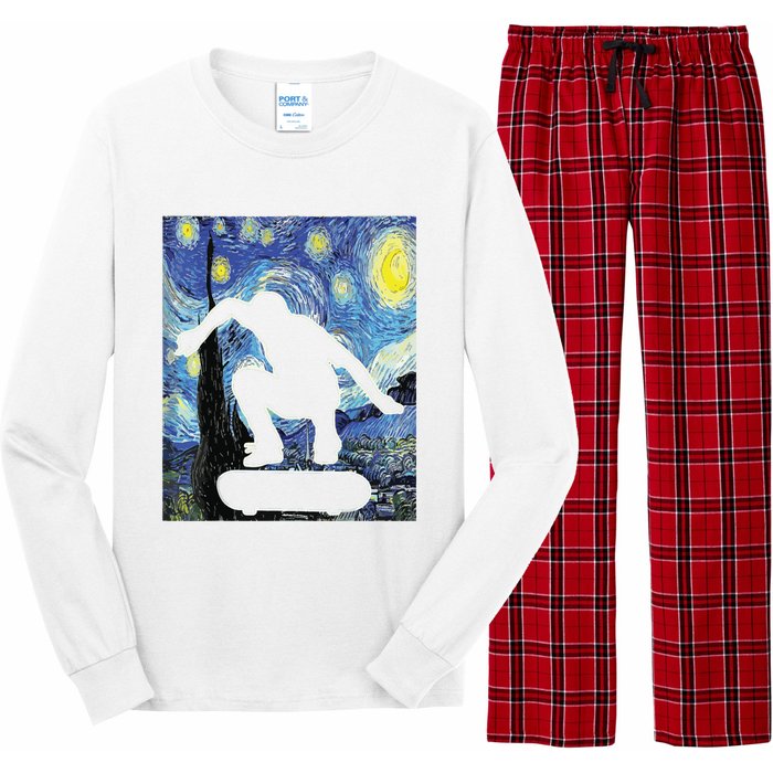 Skateboarding Starry Night Skateboard Van Gogh Long Sleeve Pajama Set