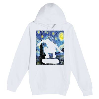 Skateboarding Starry Night Skateboard Van Gogh Premium Pullover Hoodie