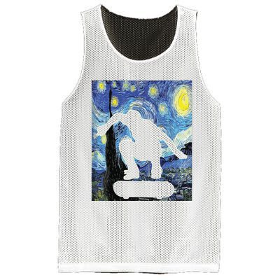 Skateboarding Starry Night Skateboard Van Gogh Mesh Reversible Basketball Jersey Tank