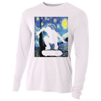 Skateboarding Starry Night Skateboard Van Gogh Cooling Performance Long Sleeve Crew