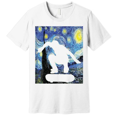 Skateboarding Starry Night Skateboard Van Gogh Premium T-Shirt