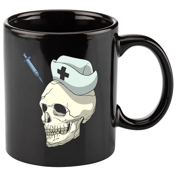 Skull Skeleton Nurse Injection Cute Gift 11oz C Handle Ceramic Mug