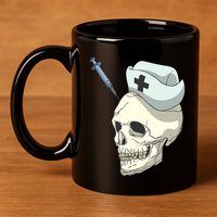 Skull Skeleton Nurse Injection Cute Gift 11oz C Handle Ceramic Mug