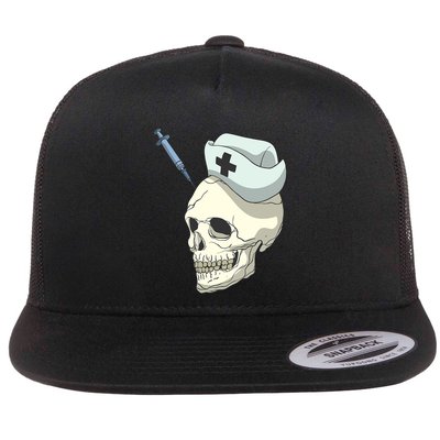 Skull Skeleton Nurse Injection Cute Gift Flatbill Hat