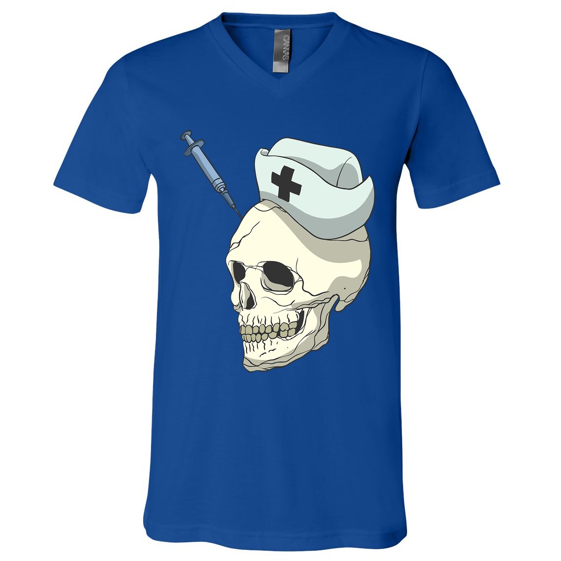 Skull Skeleton Nurse Injection Cute Gift V-Neck T-Shirt