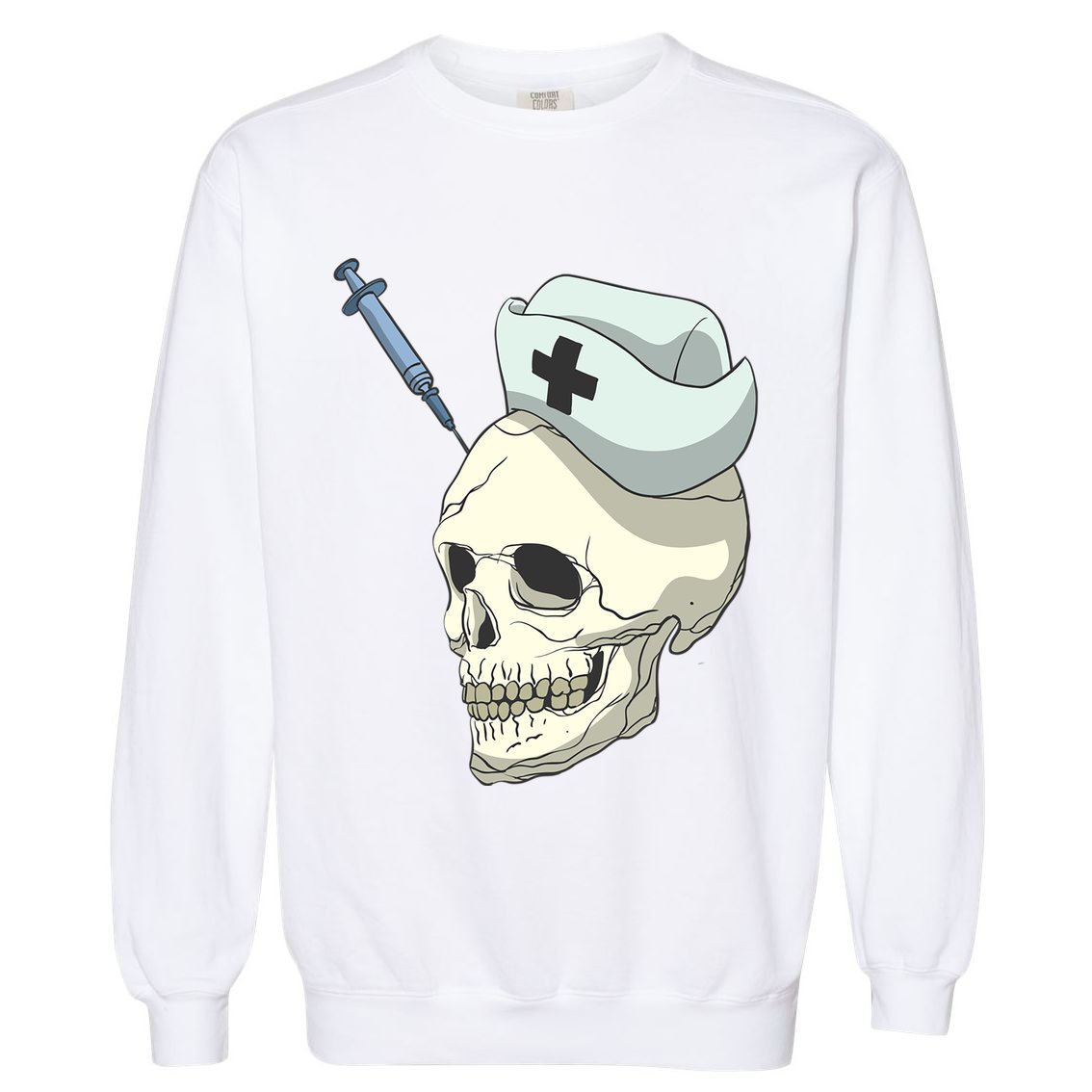 Skull Skeleton Nurse Injection Cute Gift Garment-Dyed Sweatshirt