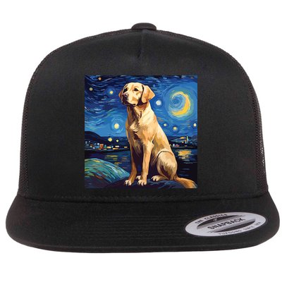 Surreal Starry Night Labrador Retriever Dog Flatbill Hat