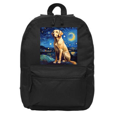 Surreal Starry Night Labrador Retriever Dog 16 in Basic Backpack