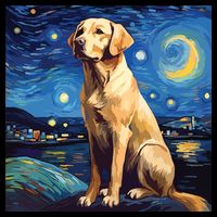 Surreal Starry Night Labrador Retriever Dog 16 in Basic Backpack