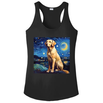 Surreal Starry Night Labrador Retriever Dog Ladies PosiCharge Competitor Racerback Tank