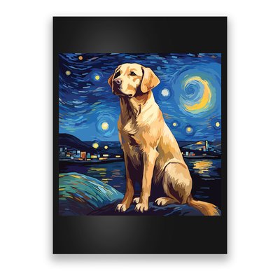 Surreal Starry Night Labrador Retriever Dog Poster