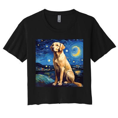 Surreal Starry Night Labrador Retriever Dog Crop Top