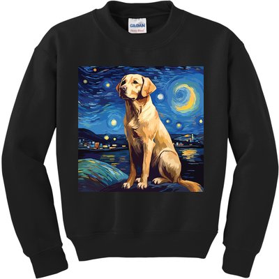 Surreal Starry Night Labrador Retriever Dog Kids Sweatshirt