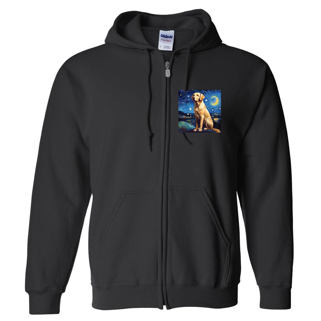 Surreal Starry Night Labrador Retriever Dog Full Zip Hoodie