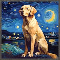Surreal Starry Night Labrador Retriever Dog Cotton Canvas Backpack