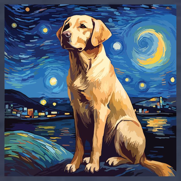 Surreal Starry Night Labrador Retriever Dog Vector Backpack