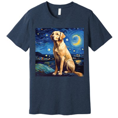 Surreal Starry Night Labrador Retriever Dog Premium T-Shirt