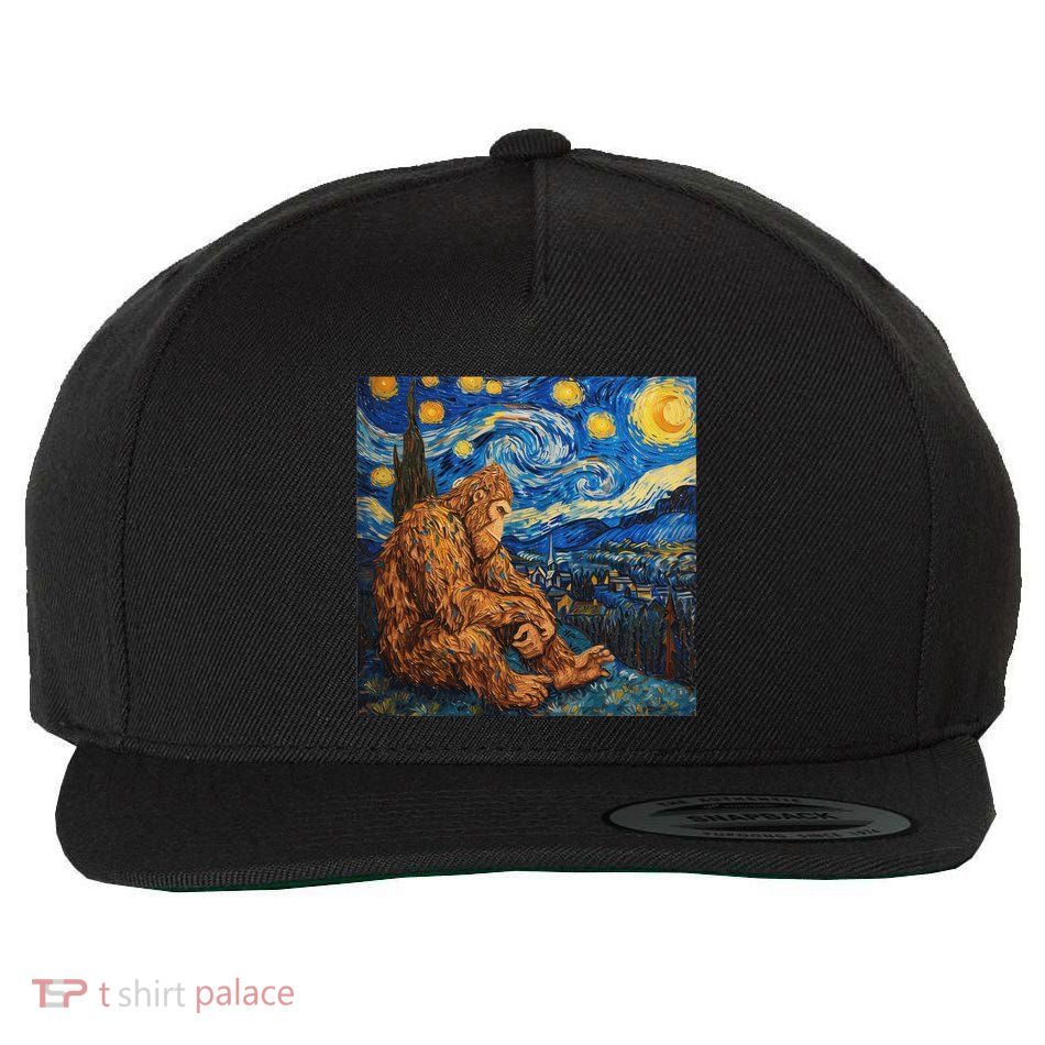 Sasquatch Starry Night Van Gogh Wool Snapback Cap