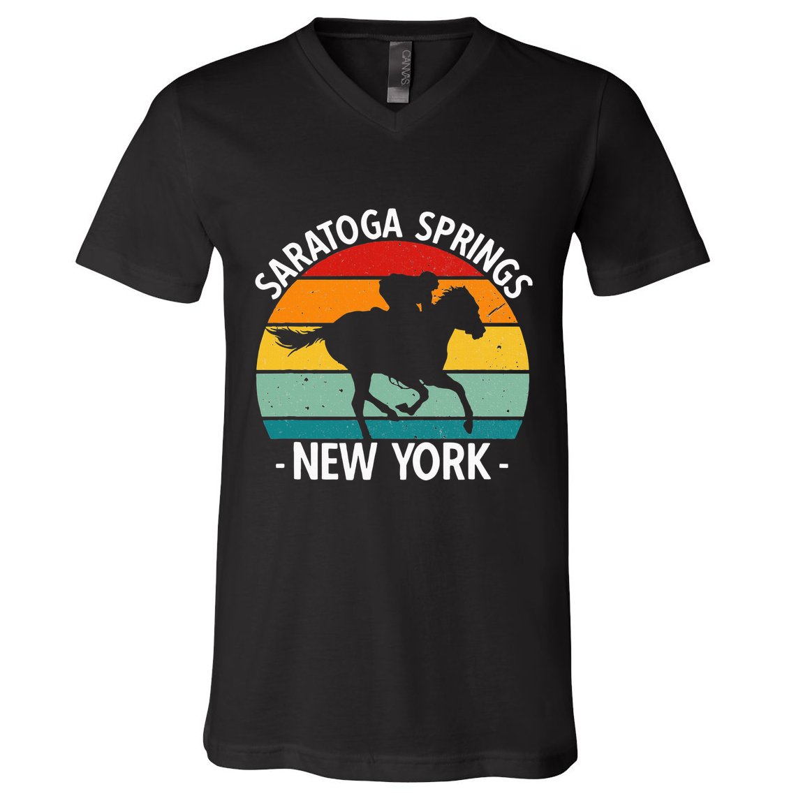 Saratoga Springs New York Toga Horse Racing V-Neck T-Shirt