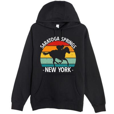 Saratoga Springs New York Toga Horse Racing Premium Pullover Hoodie