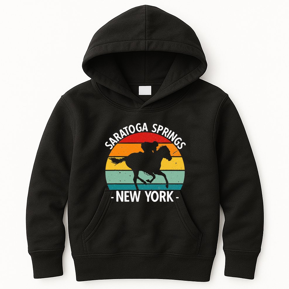 Saratoga Springs New York Toga Horse Racing Kids Hoodie