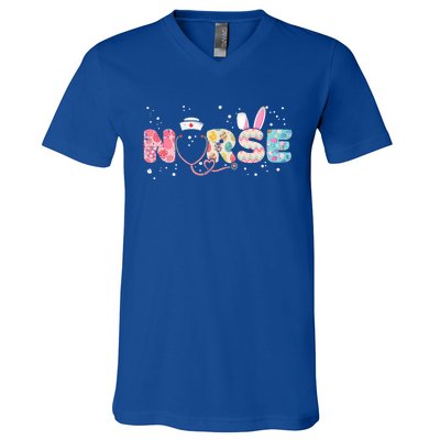 Stethoscope Scrub Nurse Life Easter Day Bunny Eggs Cool Gift V-Neck T-Shirt