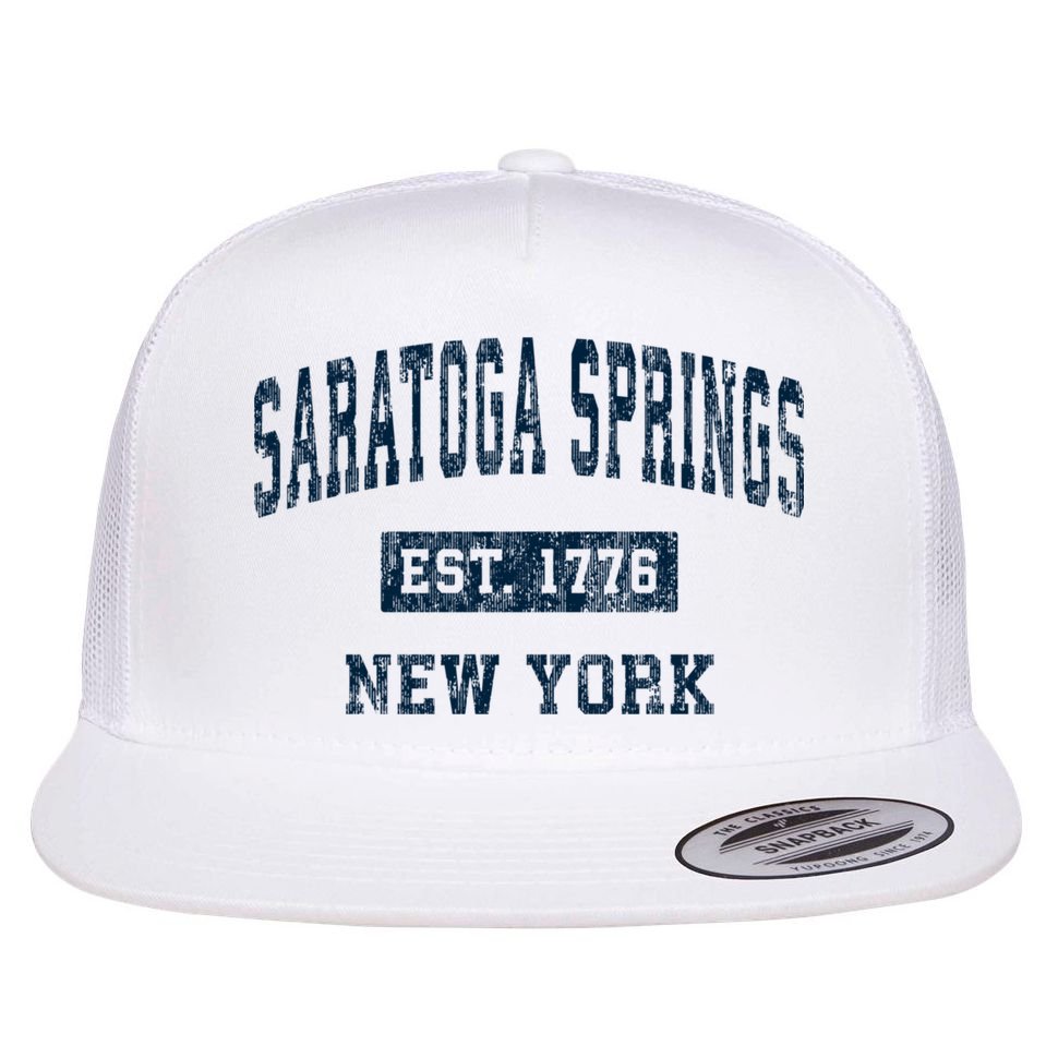 Saratoga Springs New York Ny Vintage Sports Flat Bill Trucker Hat