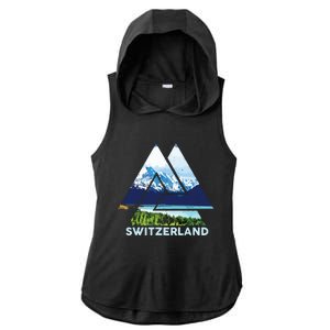 Switzerland Swiss Nature Alps Mountains Ladies PosiCharge Tri-Blend Wicking Draft Hoodie Tank