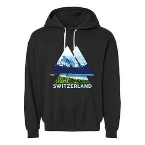 Switzerland Swiss Nature Alps Mountains Garment-Dyed Fleece Hoodie