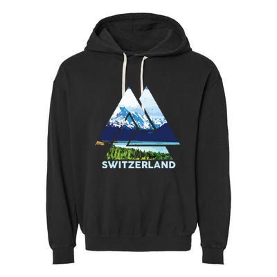 Switzerland Swiss Nature Alps Mountains Garment-Dyed Fleece Hoodie