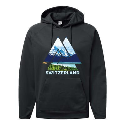 Switzerland Swiss Nature Alps Mountains Performance Fleece Hoodie