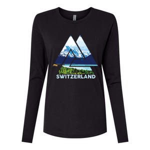 Switzerland Swiss Nature Alps Mountains Womens Cotton Relaxed Long Sleeve T-Shirt